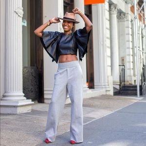 Zara Wide leg plush high waisted pants